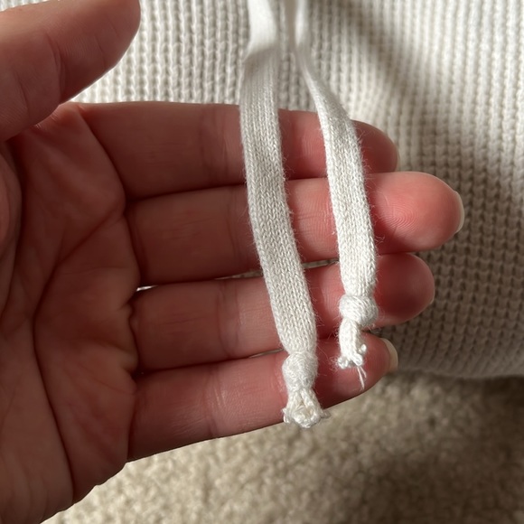 Ralph Lauren White Drawstring Cowl Neck Waffle Knit Top - Picture 8 of 8